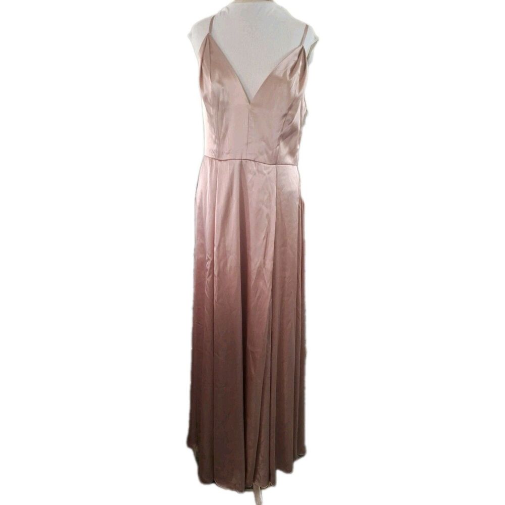 NWT Galina Champagne Satin Homecoming Gown Size 10 Maxi Dress Bridesmaid Formal